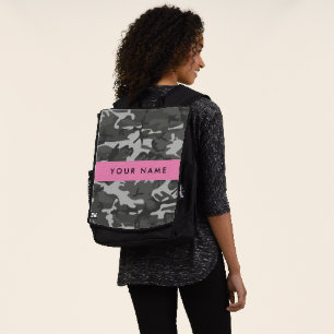 Mochila Gray Camouflage Pattern, Your name, Personalize