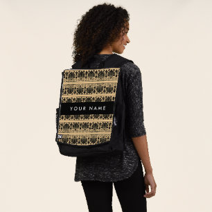 Mochila Greca Fret Arabesco Marrón, Tu Nombre, Personaliza
