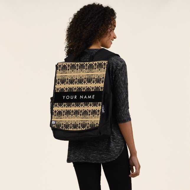 Mochila Greca Fret Arabesco Marrón, Tu Nombre, Personaliza (Puesto)