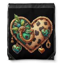 GREEN AND BROWN ANIMAL PRINT IRISH HEARTS