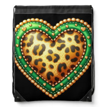 GREEN AND BROWN ANIMAL PRINT IRISH HEARTS