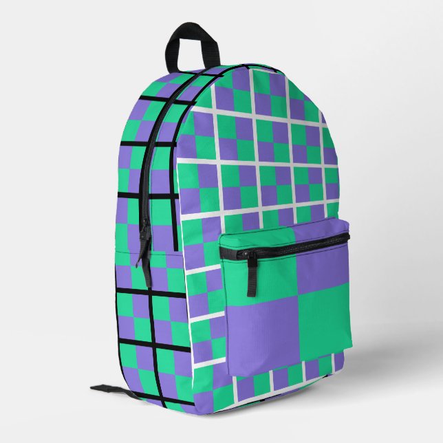 Mochila Green y Purple Checks (Esquina izquierda trasera)