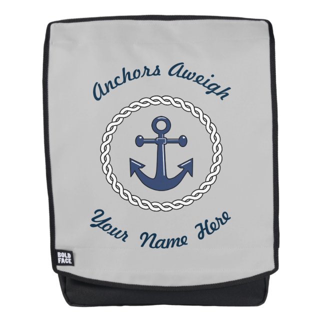 Mochila Gris Aweigh de las anclas personalizado (Anverso)