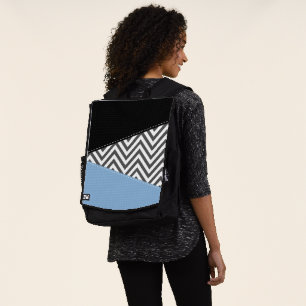 Mochila Gris Zigzag, Gris Chevron, Zigzag Pattern, Azul