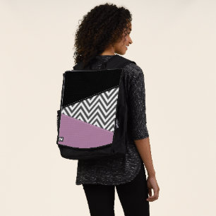 Mochila Gris Zigzag, Gris Chevron, Zigzag Pattern, Púrpura