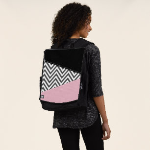 Mochila Gris Zigzag, Gris Chevron, Zigzag Pattern, Rosa