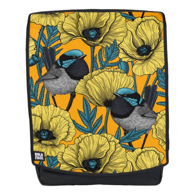 Mochila Guirnaldas de hadas y amapolas de amarillo (Anverso)