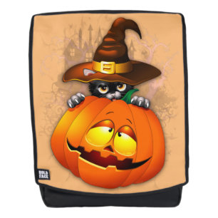 Mochila Halloween Curte Kitty Witch and Pumpkin Friend