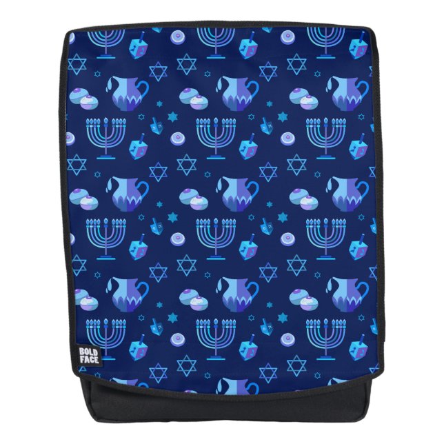Mochila Hanukkiah Feliz feriado judío en Hanukkah Menorah (Anverso)