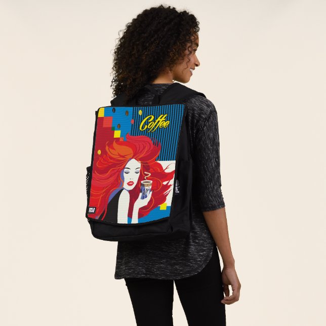 Mochila "Hermosa mujer de moda con Copa de Café" Arte pop (Puesto)