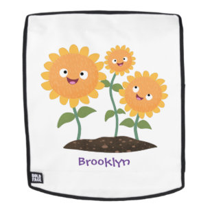 Mochila Hermosos girasoles alegres sonrientes ilustracion