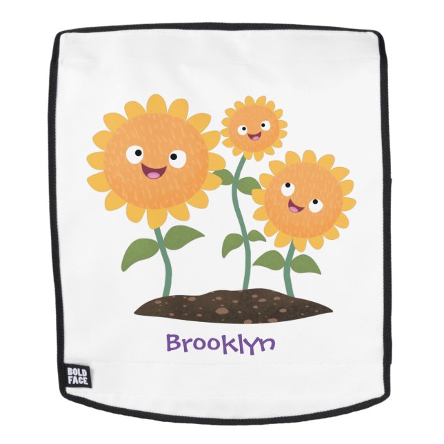 Mochila Hermosos girasoles alegres sonrientes ilustracion  (Cara extraíble)