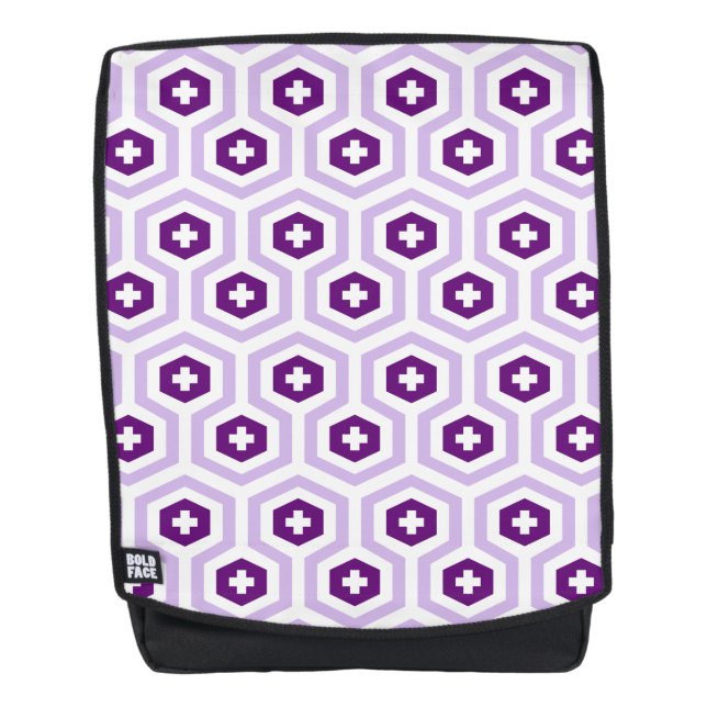 Mochila Hexágono de la lavanda geométrica y modelo (Anverso)