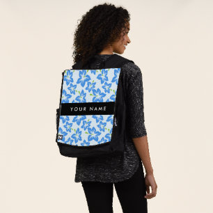 Mochila Hibisco Azul, Flores Azules, Tu Nombre