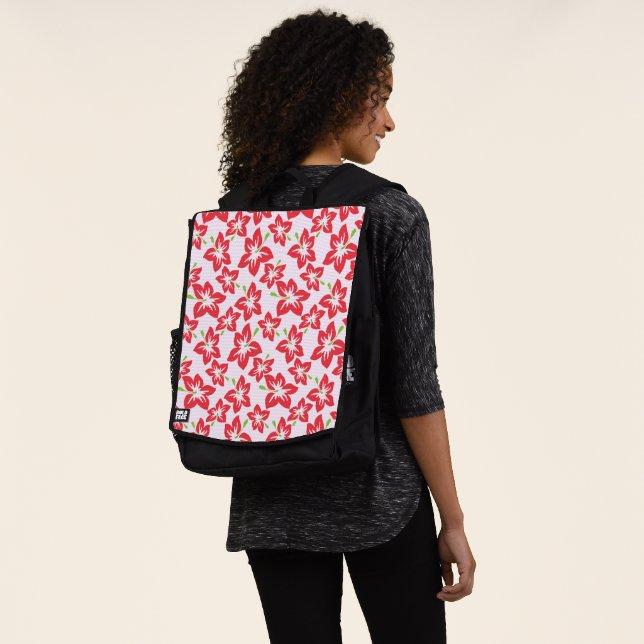 Mochila Hibisco Rojo, Flores Rojas, Patrón De Flores (Puesto)