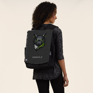 Mochila ID de operador personalizado de lobo meca cyberpun