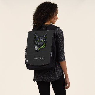 Mochila ID de operador personalizado de lobo meca cyberpun