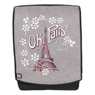 Mochila Ilustracion Borgoña Torre Eiffel White Daisies
