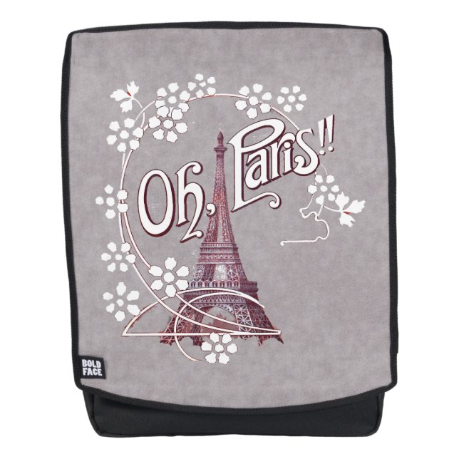 Mochila Ilustracion Borgoña Torre Eiffel White Daisies (Anverso)