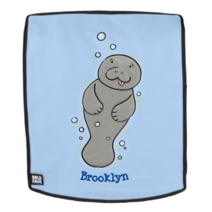 Mochila Ilustración de adorable manatí bebé con burbujas