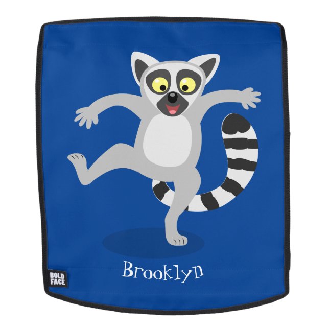 Mochila Ilustración de dibujos animados de lémur de cola a (Cara extraíble)