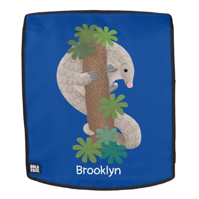 Mochila Ilustracion de hormigón de pangolin feliz (Cara extraíble)