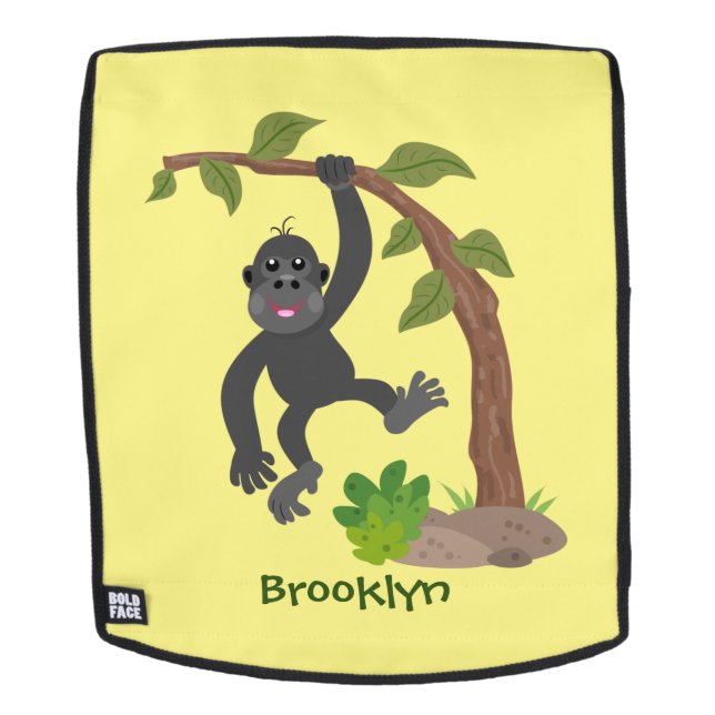 Mochila Ilustracion de personalizado de bebé gorila feliz (Cara extraíble)