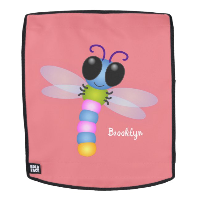 Mochila Ilustracion de personalizado de libélula azul y ro (Cara extraíble)