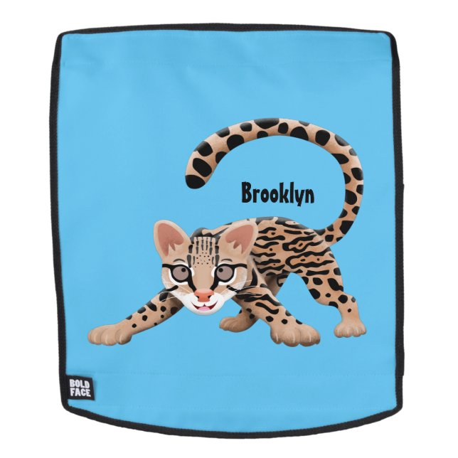 Mochila Ilustracion de personalizado de ocelot de Cute (Cara extraíble)
