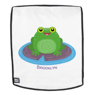 Mochila Ilustracion de personalizado de rana verde alegre