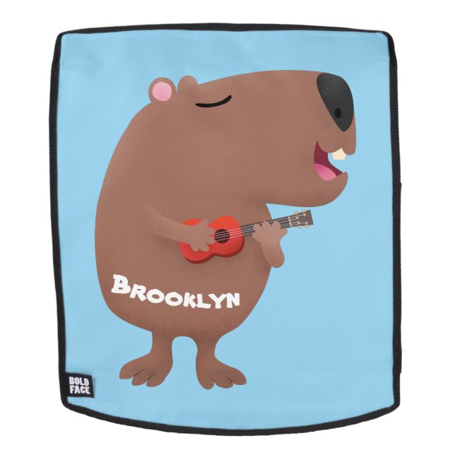 Mochila Ilustracion personalizado de capybara ukulele cant (Cara extraíble)