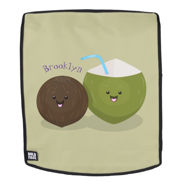 Mochila Ilustracion personalizado de cocos kawaii alegres (Cara extraíble)