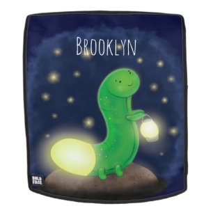 Mochila Ilustracion personalizado de gusano de brillo verd