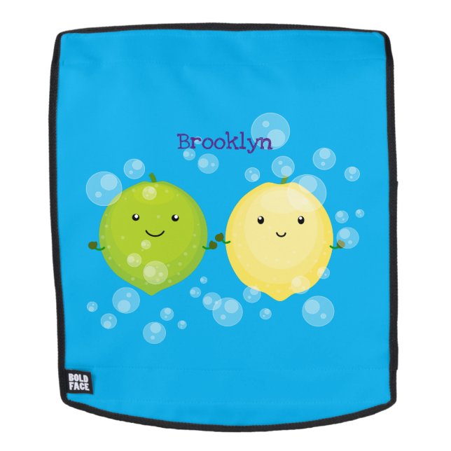 Mochila Ilustracion personalizado de lima de limón feliz (Cara extraíble)