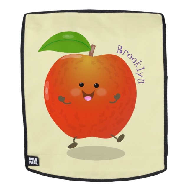Mochila Ilustracion personalizado de manzana bailando a la (Cara extraíble)