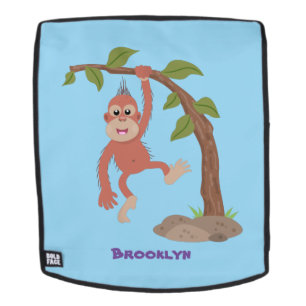 Mochila Ilustracion personalizado de orangután bebé feliz