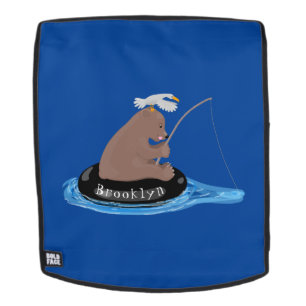 Mochila Ilustracion personalizado de pesca de cachorro de 