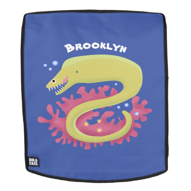 Mochila Ilustracion personalizado gracioso de moray verde (Cara extraíble)