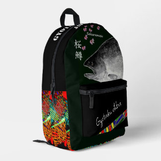 MOCHILA IMPRESA 桜鱒!(サクラマス;利尻)あらゆる生命たちへ感謝をささげます。 プリントバックパック