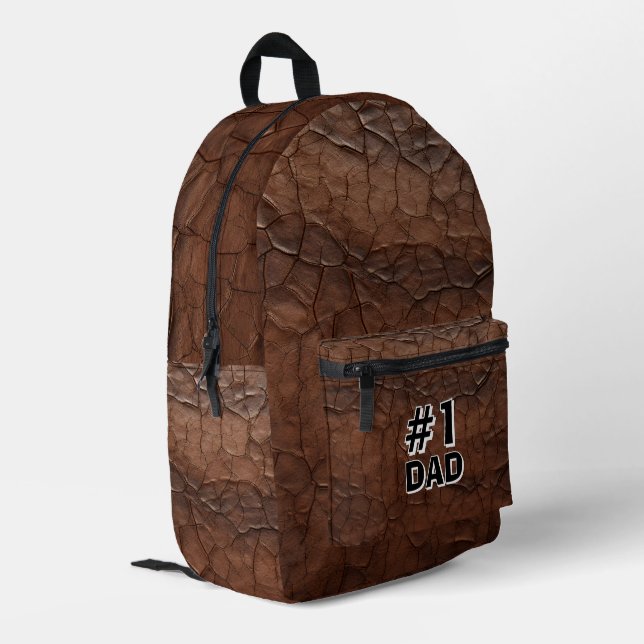 Mochila Impresa #1 Papá de cuero (Esquina izquierda trasera)