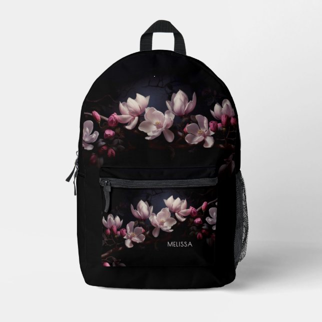 Mochila Impresa 3D Magnolia Black Background (Anverso)