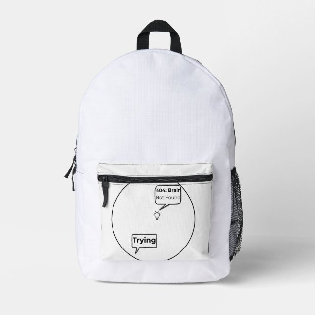 Mochila Impresa 404: Cerebro No Encontrado - Código de Error Diver (Anverso)