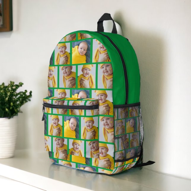 Mochila Impresa 4 plantilla de Collage de fotos crea tu propia div (4 Photo Collage Template Make Your Own Fun Printed Backpack from Ricaso. Add your own photographs)