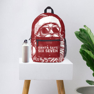 Mochila Impresa 67 Meme Divertido Santa Dice Seis Siete Navidad