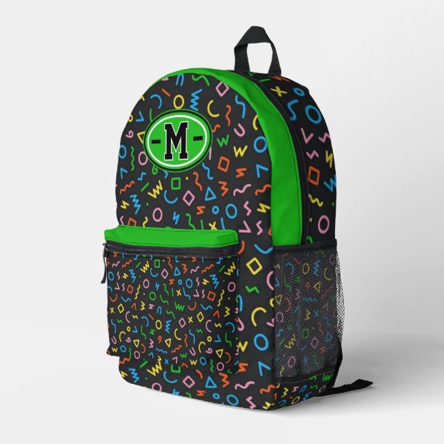 Mochila Impresa 90s Street Icons – Memphis Style Abstract (Esquina derecha trasera )