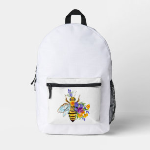 Mochila Impresa Abeja de flor con plantas silvestres