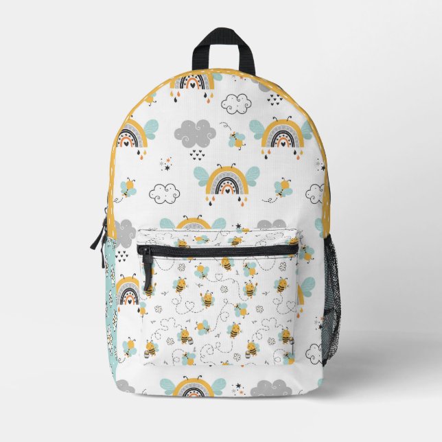 Mochila Impresa Abeja y Arcoíris (Anverso)