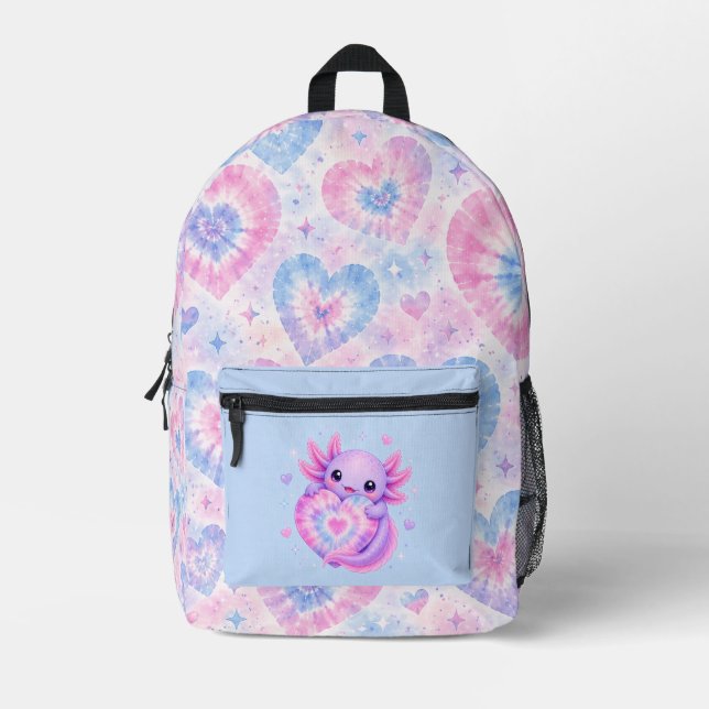 Mochila Impresa Abrazos de corazón de Ajolote (Anverso)