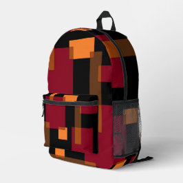 Mochila Impresa Abstracción geométrica Naranja rojo marrón negro
