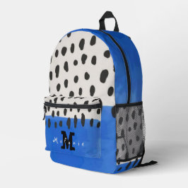 Mochila Impresa Abstract art minimal Monogram retro blue